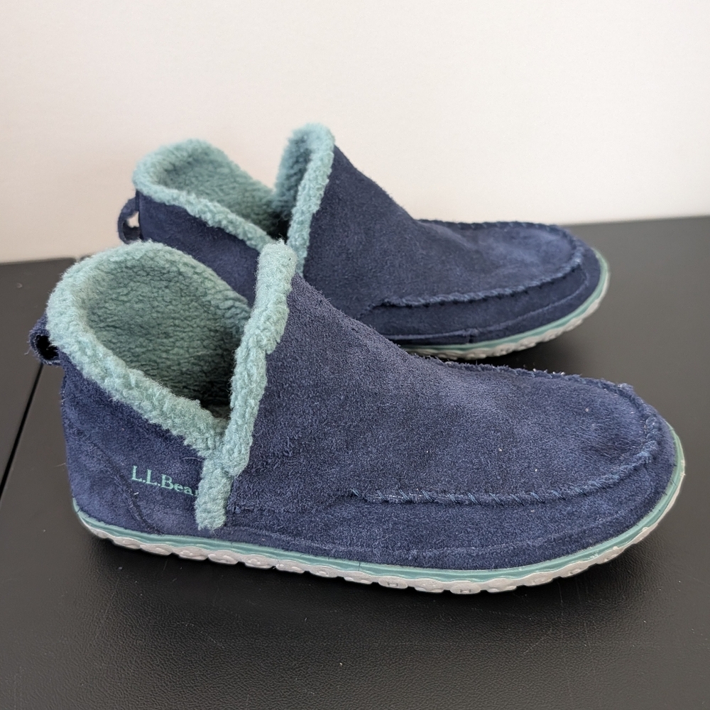 L.L Blue Suede Mountain Slipper Boot Moc Toe Women's 7 Cozy